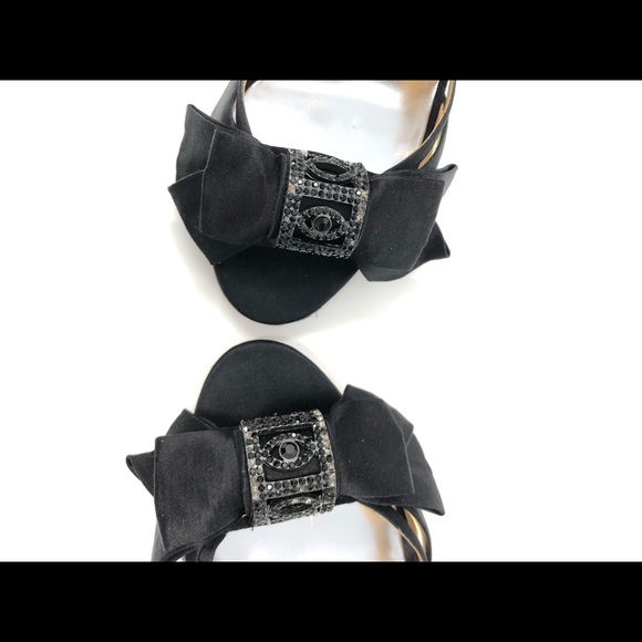 📣💲⬇️ EUC!! Mischka Black Peep Toe w Sparkles - Picture 3 of 8